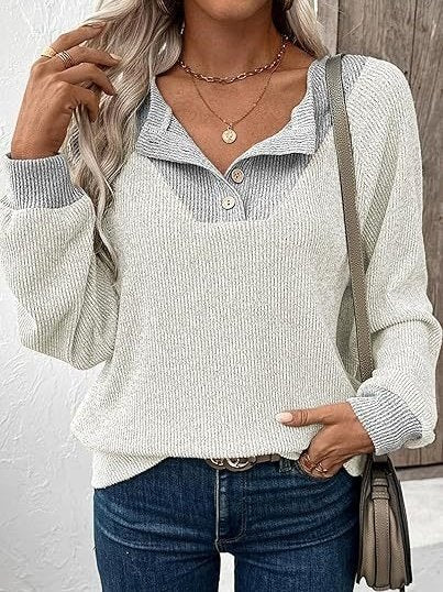 Split Joint Loose Simple Color Block Sweatshirt