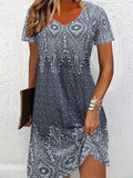 Women's Floral Print Casual Round Neck Short Sleeve Dress