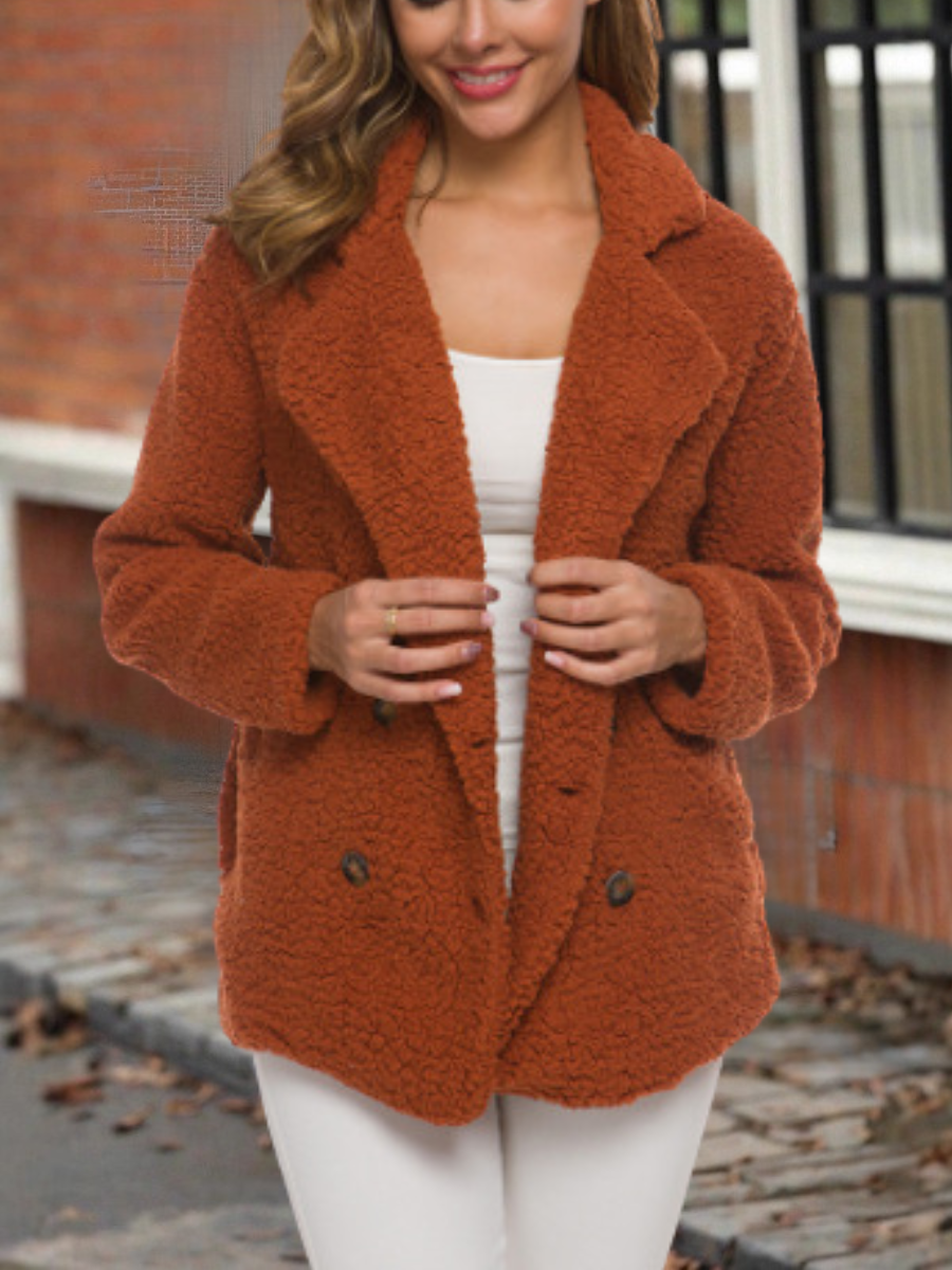 Vintage Pocket Stitching Loose Plain Jacket