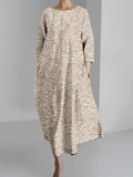 Crew Neck 3D Printing Vintage Dress With No