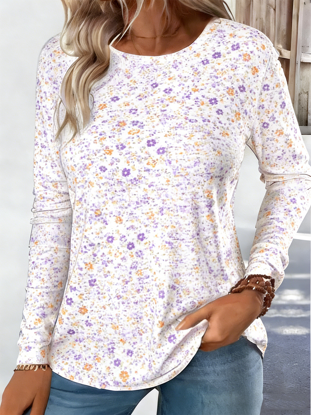 Casual Loose Ditsy Floral Jersey T-Shirt