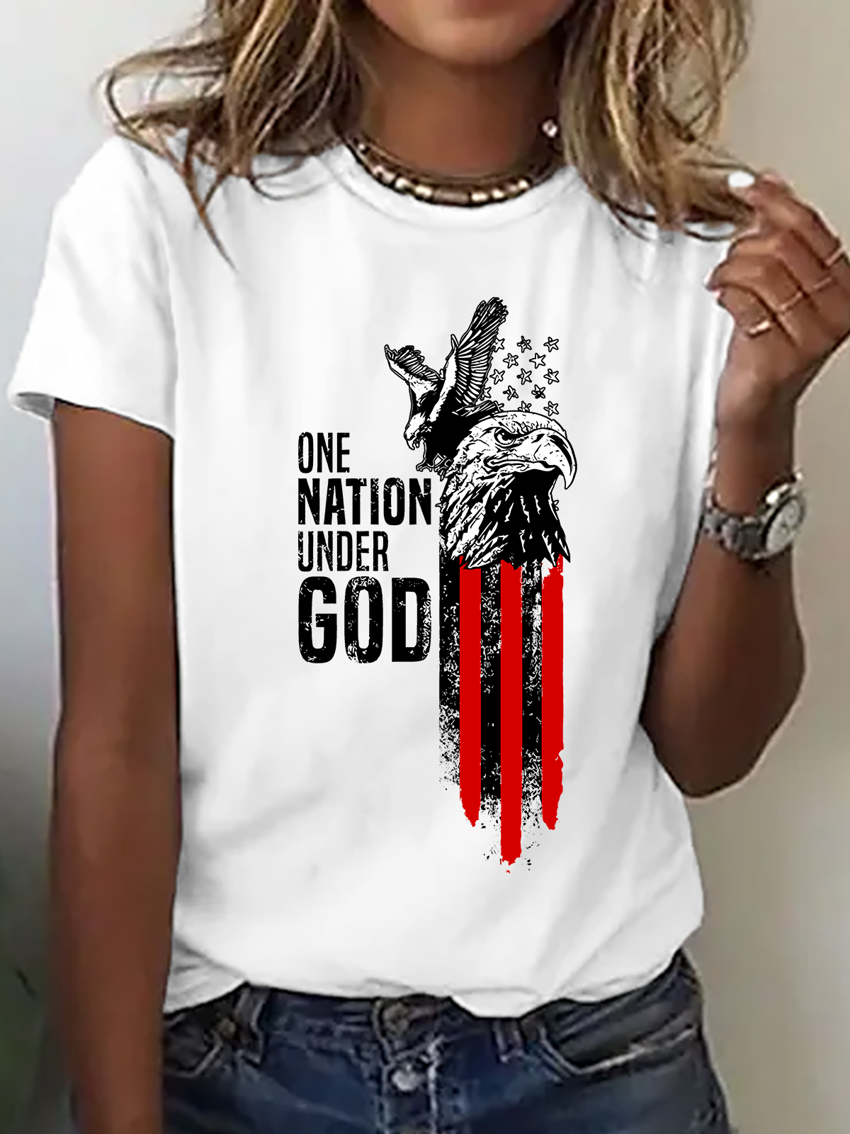 Women's one nation under god short-sleeved T-shirt