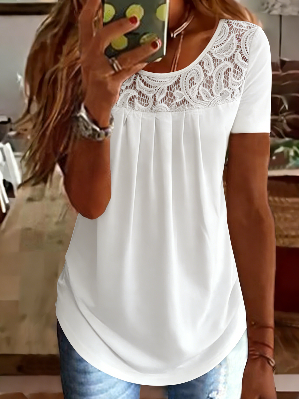 Elegant Crew Neck Plain Cotton T-Shirt