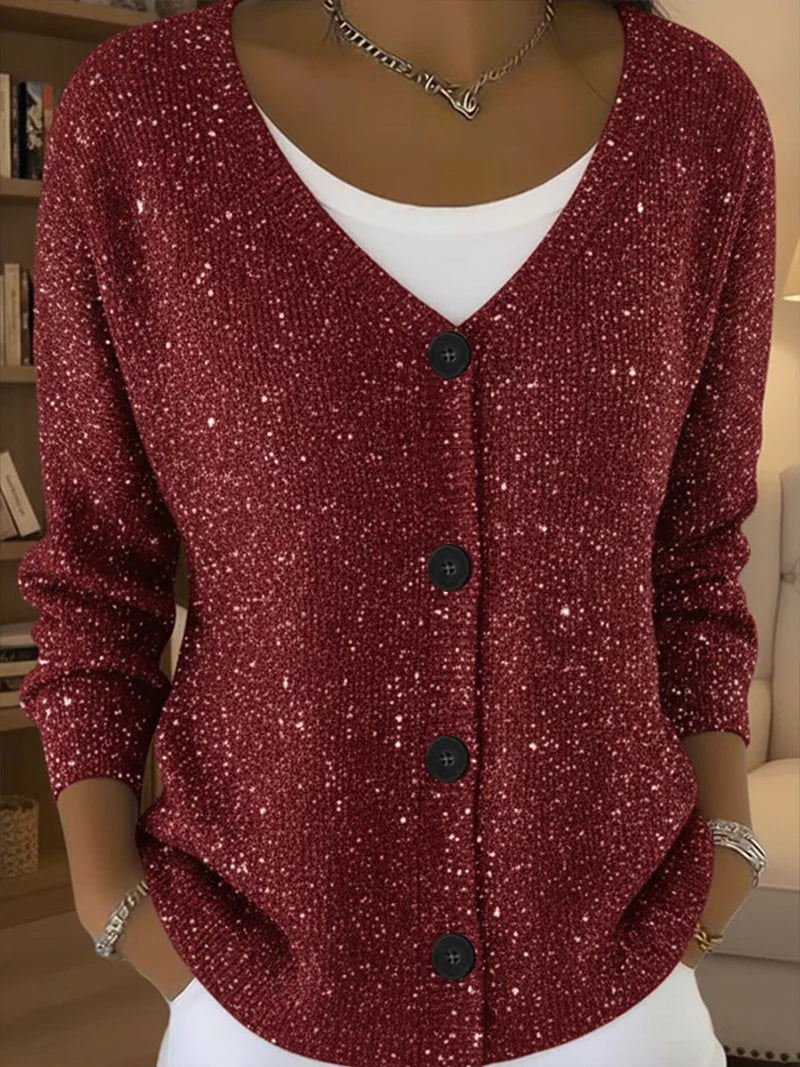 Women's Abstract Print Casual V-Neck Cardigan