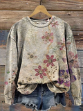 Crew Neck Floral Loose Casual Sweatshirt