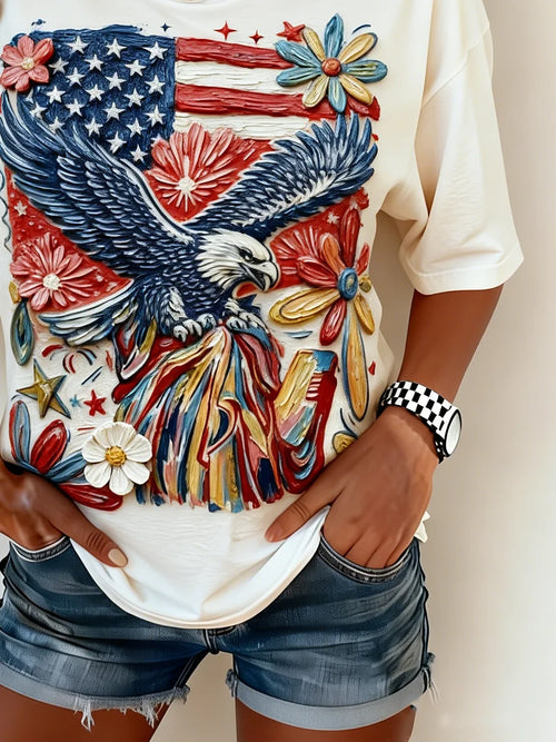 250th anniversary Crew Neck Casual Independence Day T-Shirt