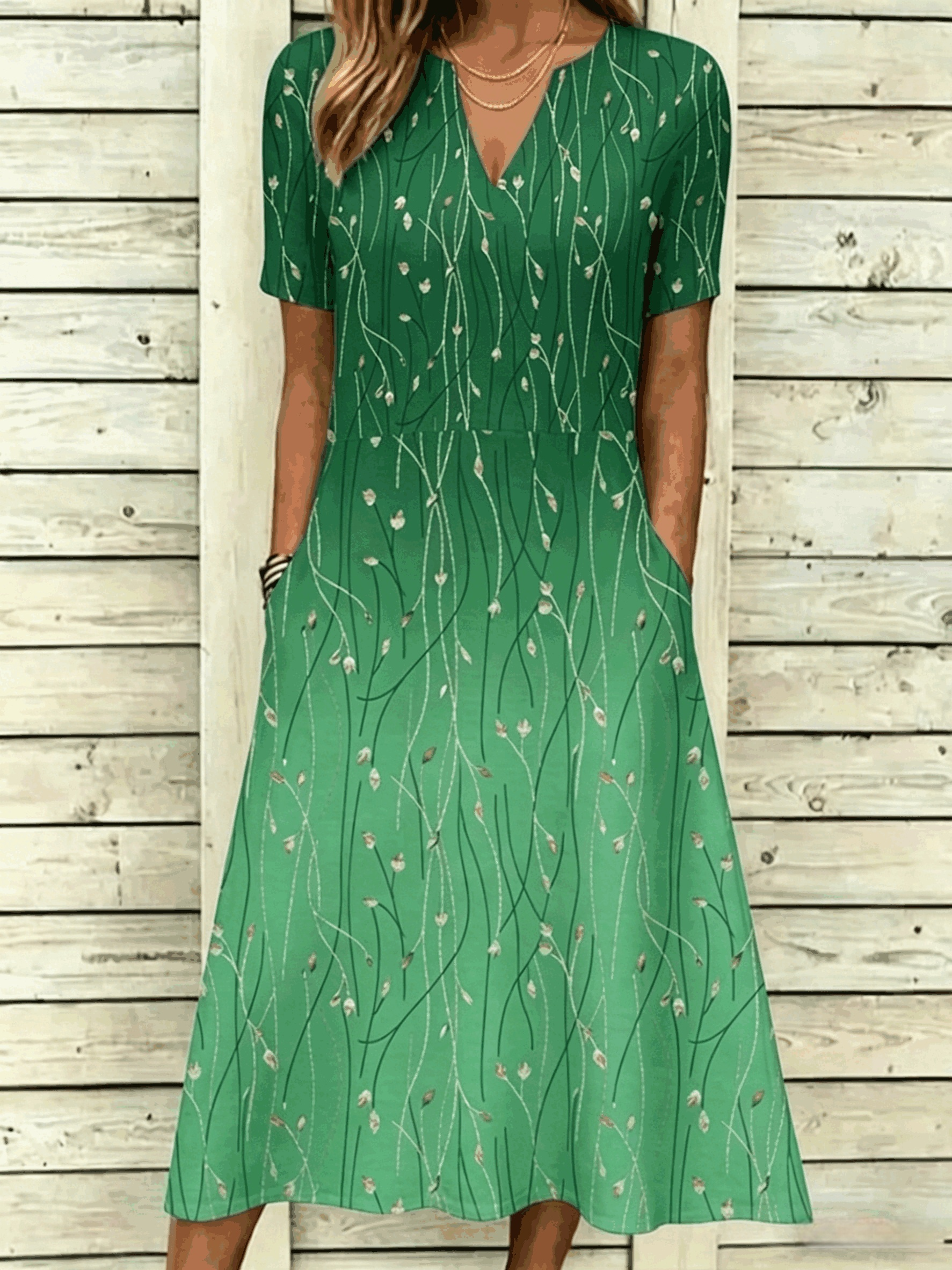 Loose Others Gradient Pattern Vintage Dress With No