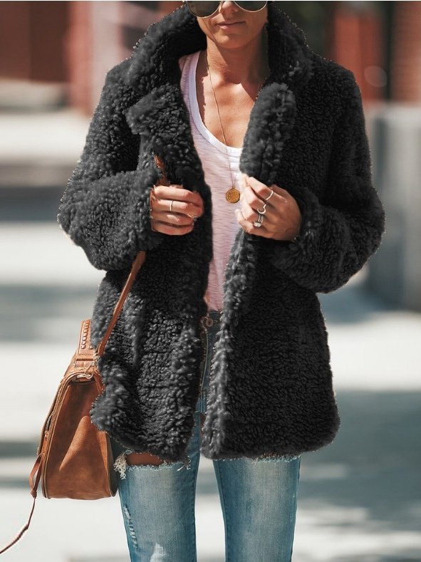 Shawl Collar Plain Urban Split Joint Jacket