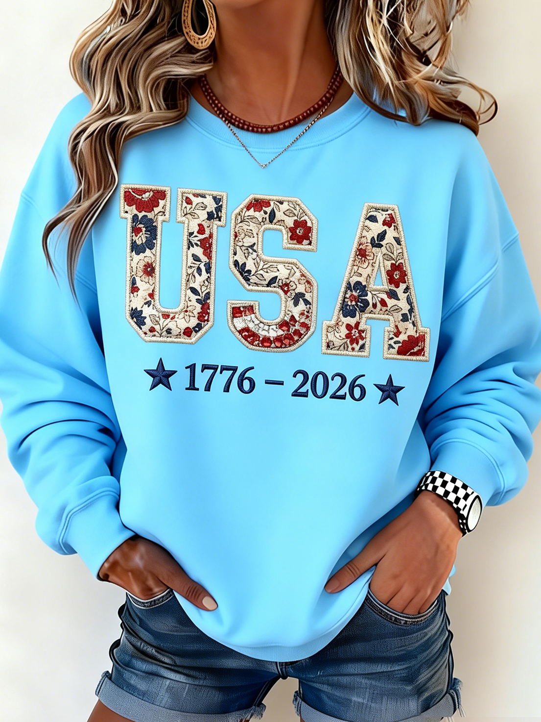 250th anniversary Loose Text Letters Casual Crew Neck Sweatshirt