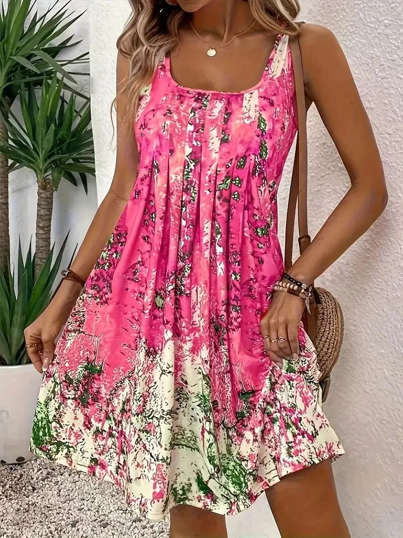 Abstract Print Casual U-Neck Summer Going Out Casual Dress