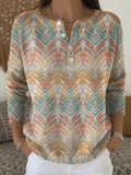 Crew Neck Geometric Casual Loose Sweater
