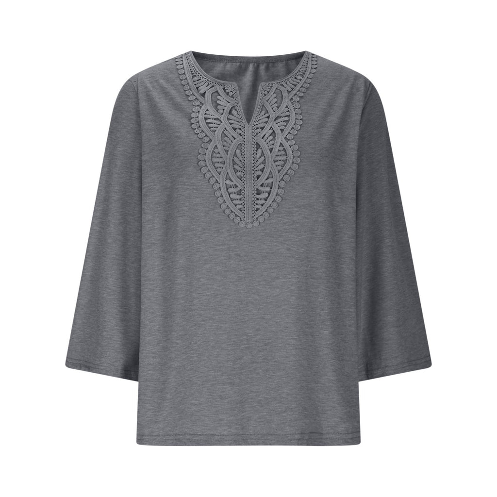 Loose Cotton-Blend Elegant Others T-Shirt