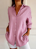 Striped Loose Shirt Collar Vintage Shirt