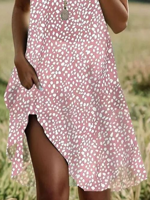 Women's Polka Dot Spring Print Round Neck Short Sleeve Dress