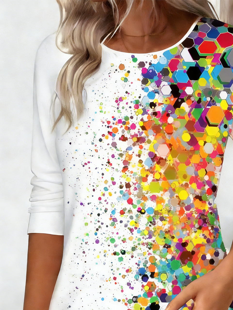 Gradient Pattern Crew Neck Casual T-Shirt