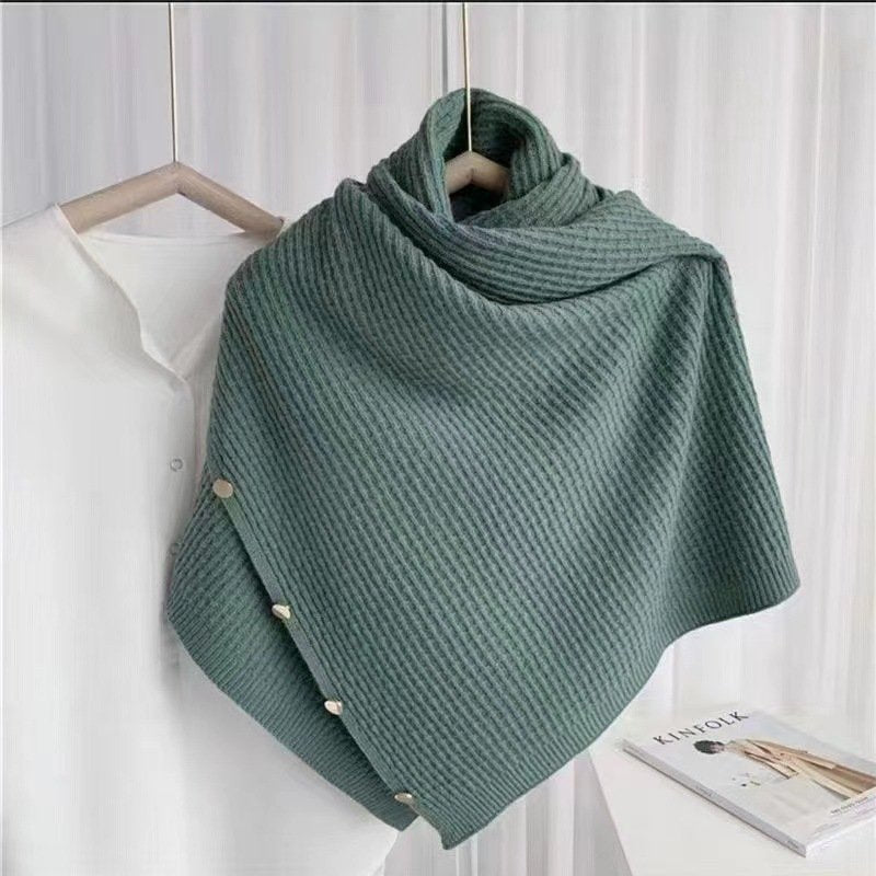 Simple Loose Wool-Blend Asymmetrical Collar Kimono