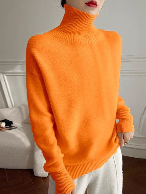 Loose Acrylic Plain Simple Sweater