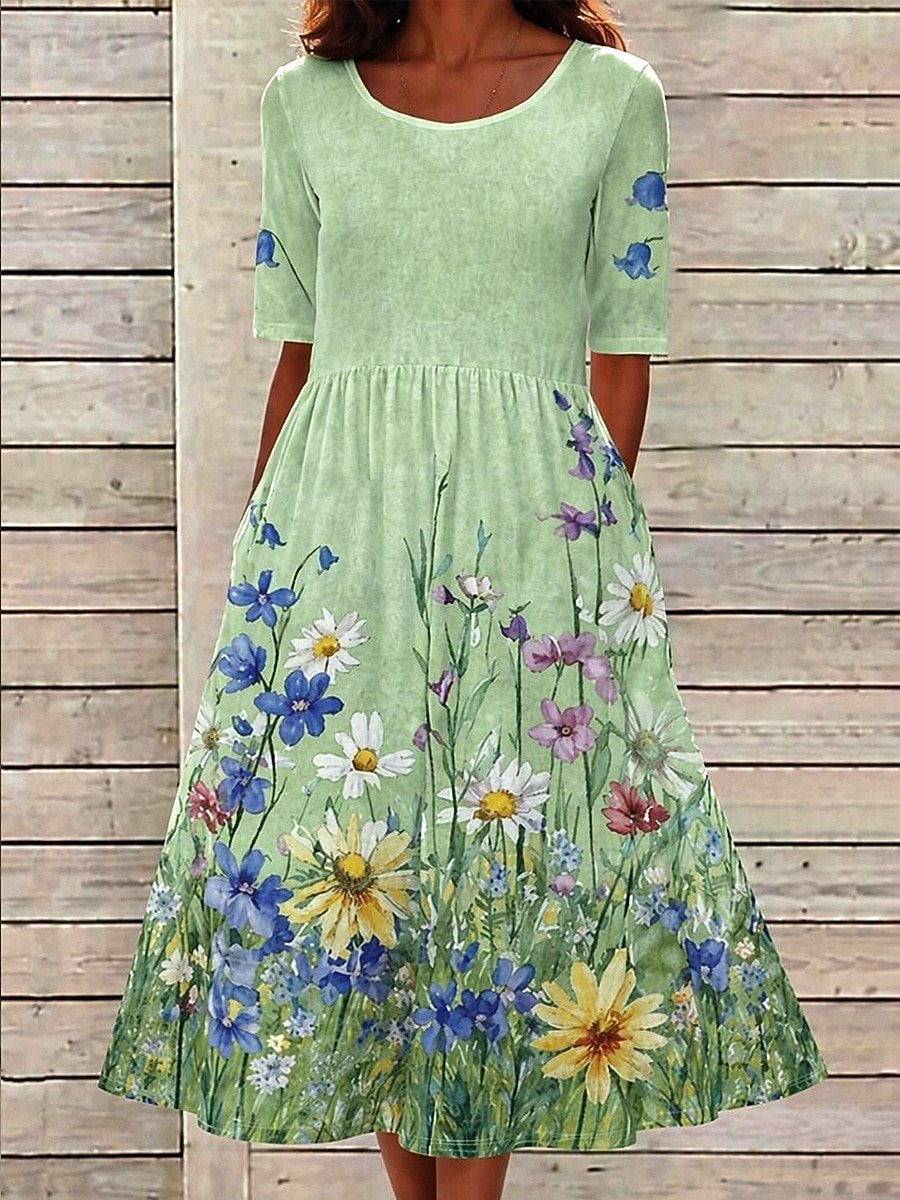 Cotton-Blend Vintage Dress With No