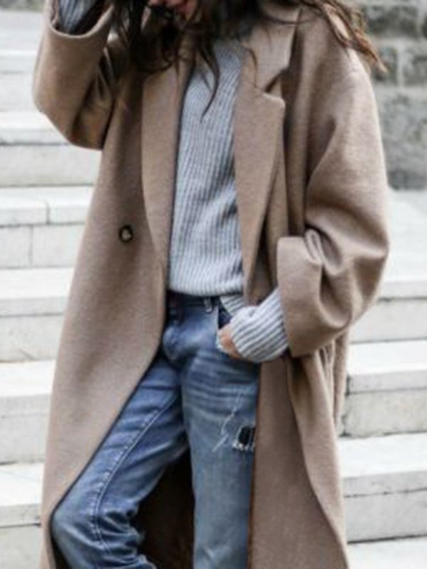 Shawl Collar Simple Plain Coat