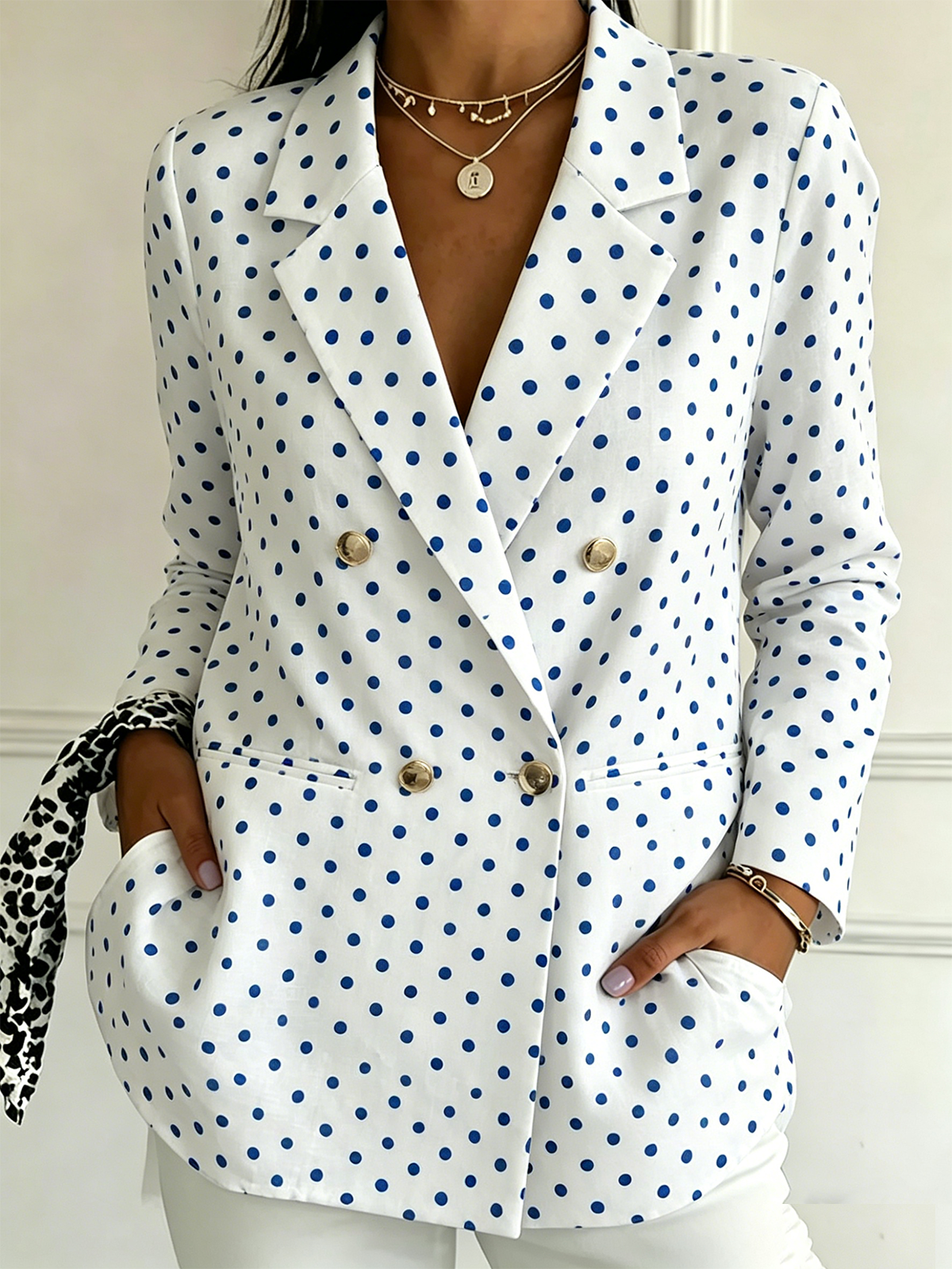 Elegant Loose Polka Dots Others Blazer