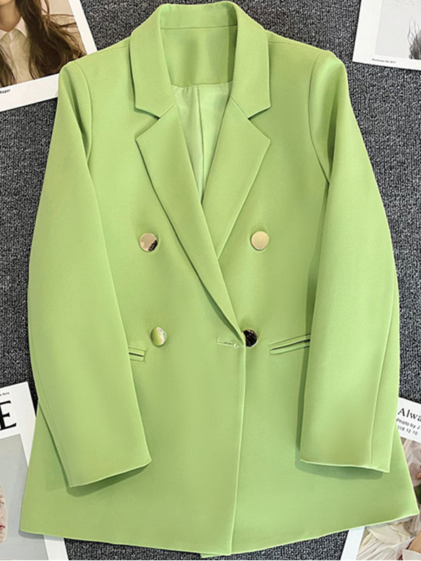 Women's Double Breasted Gold Button Blazer with Peak Lapel