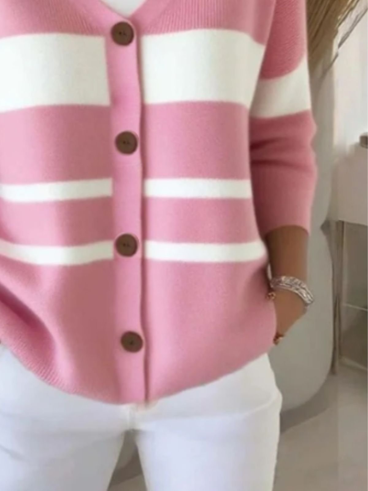 Casual Colorblock Regular Fit Cardigan