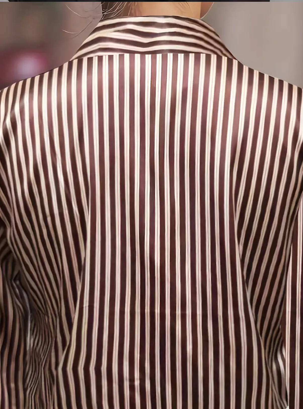 Vintage/Elegant Striped Long Sleeved Shawl Collar Shirt