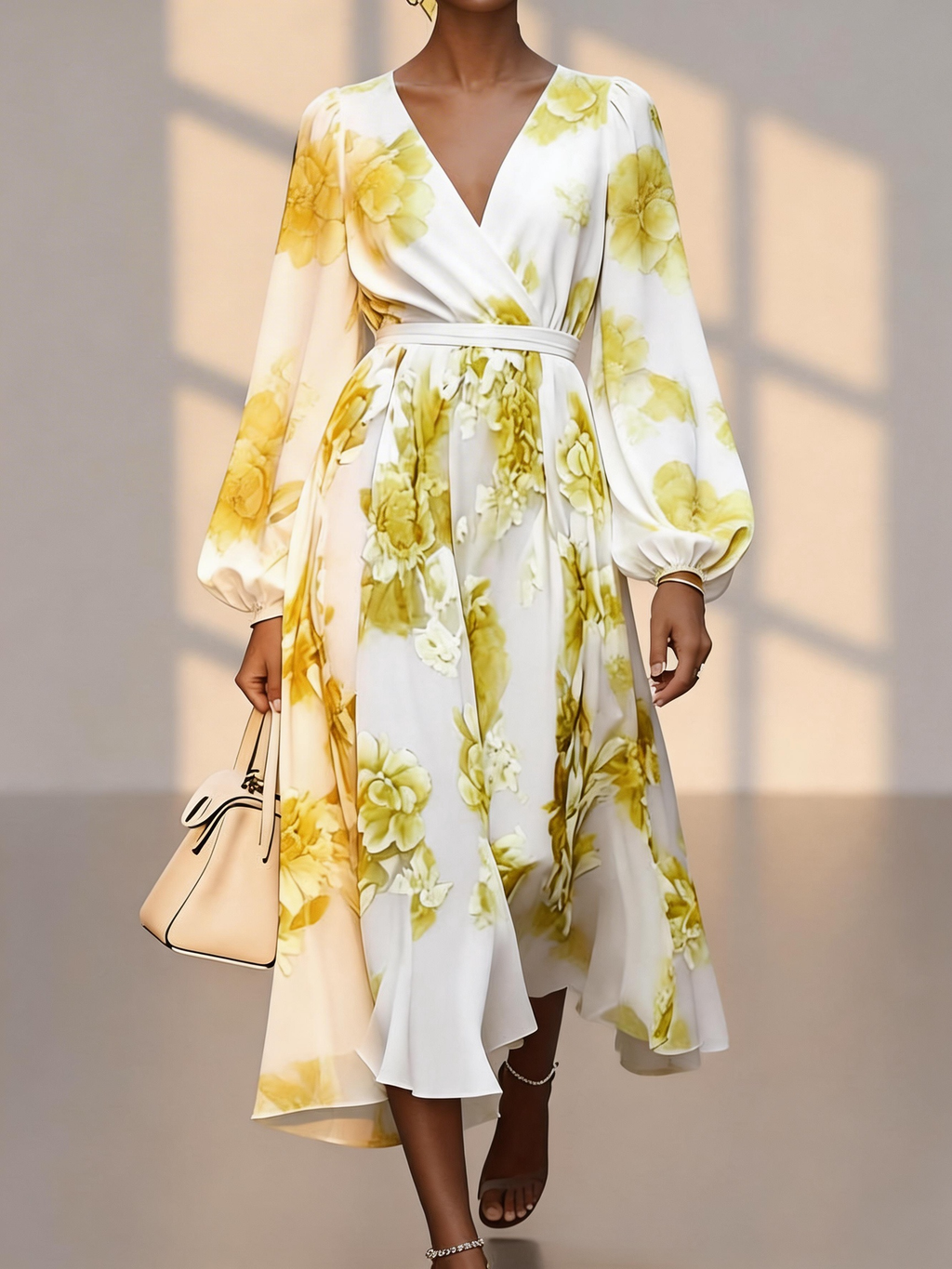 Elegant Floral Regular Fit Dress With No
