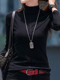 Turtleneck Daily Regular Fit Tunic Plain Casual Jersey Long Sleeve T-Shirt