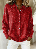 Women's Retro Christmas Print Casual Collar Button Cardigan