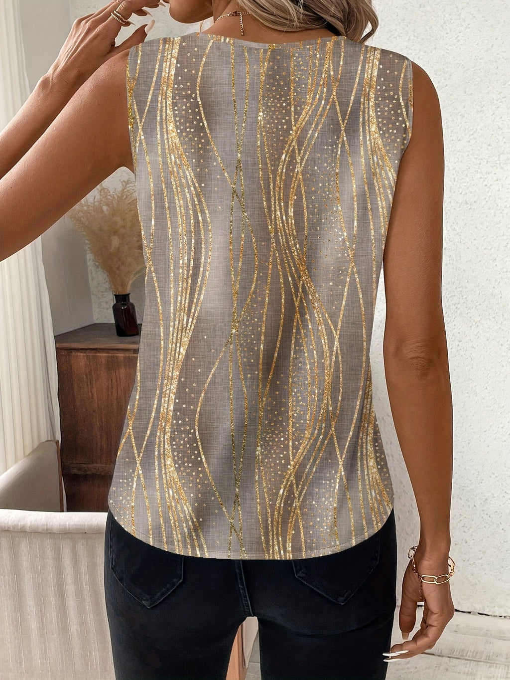 Geometric Casual Cotton Tank Top