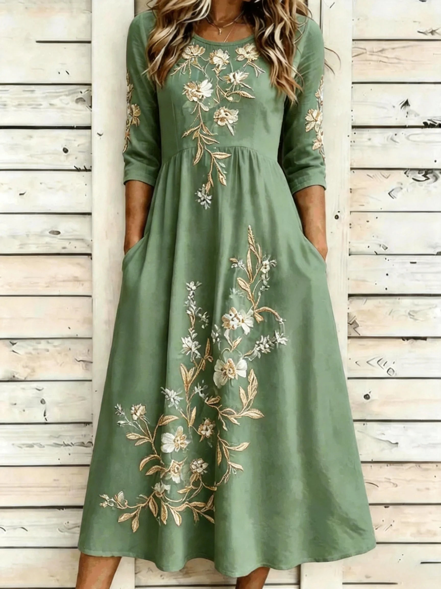 White Floral Print A-Line Maxi Dress with Flattering Short Sleeves