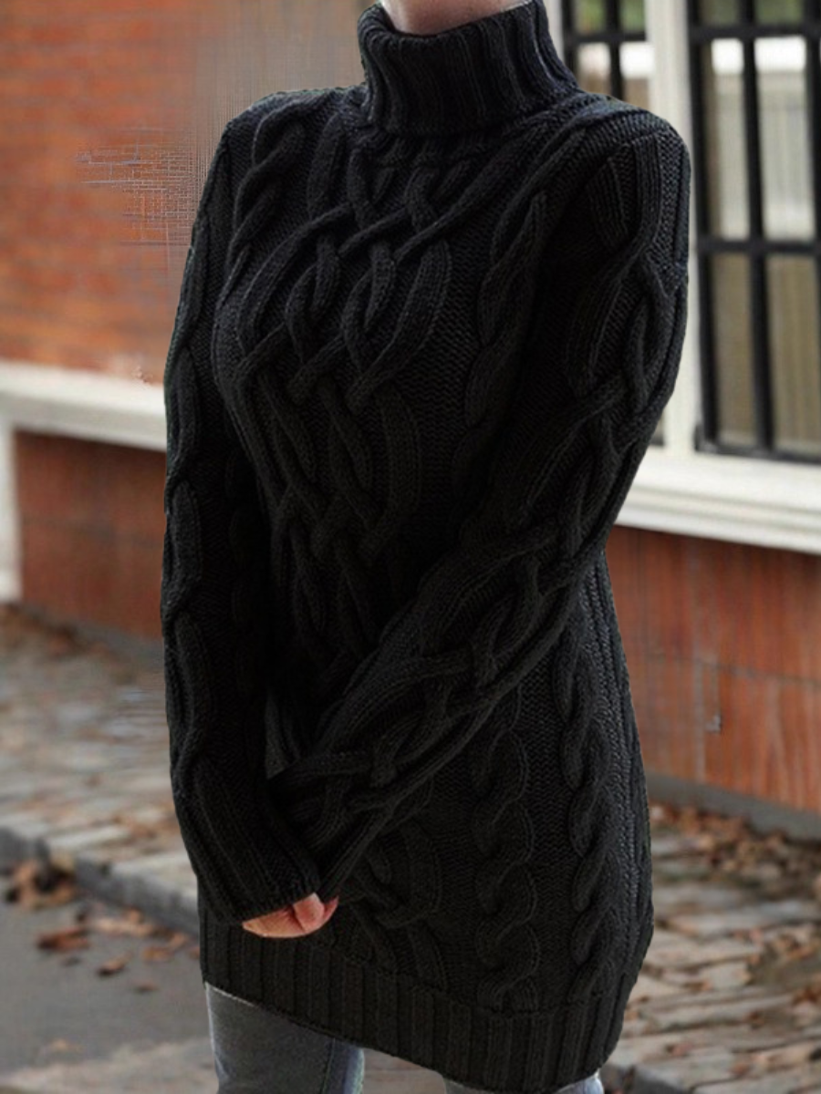 Loose Split Joint Mock Neck Urban Sweater