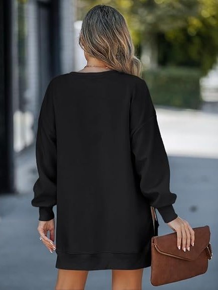 Crew Neck Split Joint Plain Lady Romance Sweatshirt