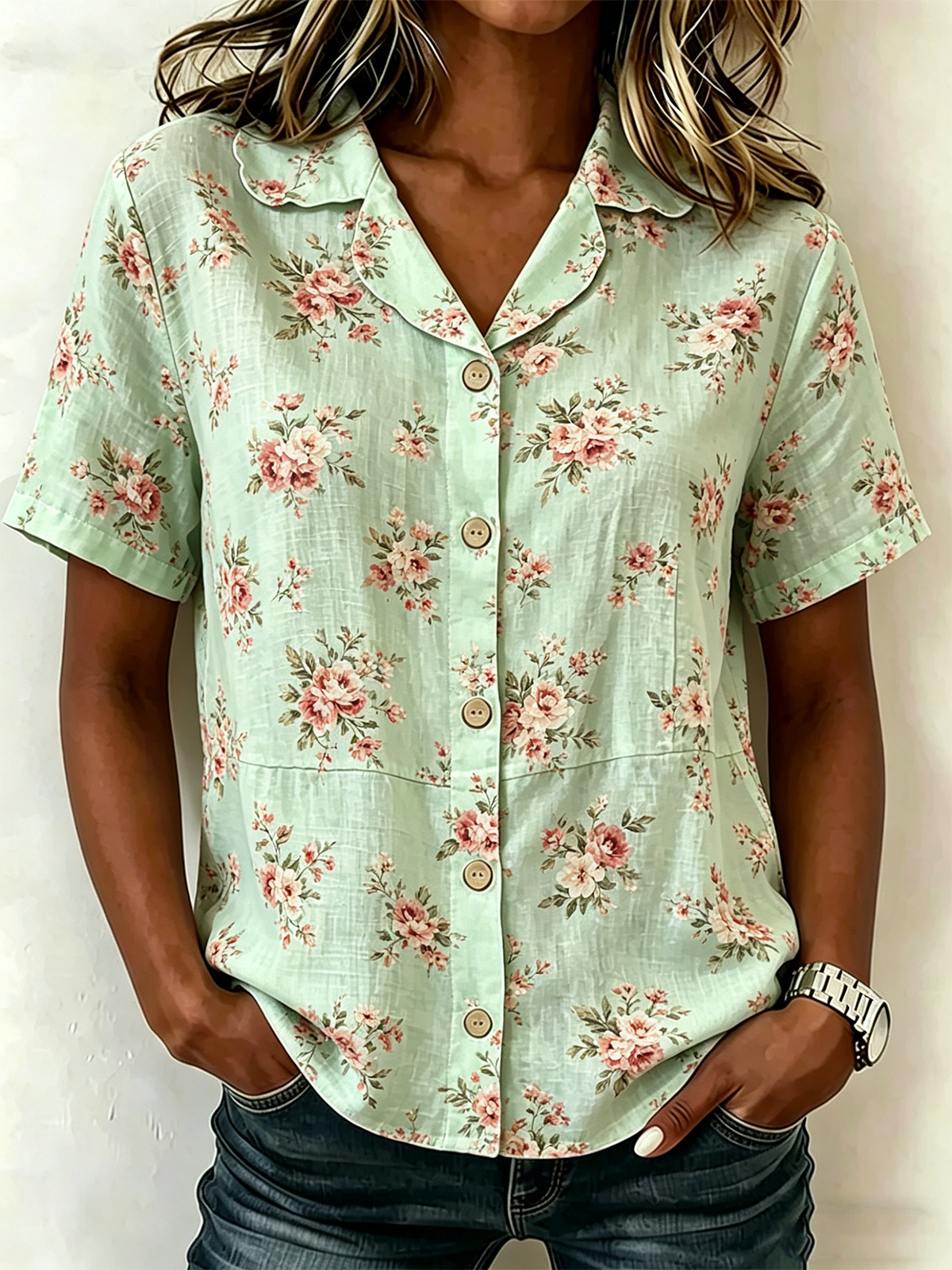 Loose Elegant Shawl Collar Shirt