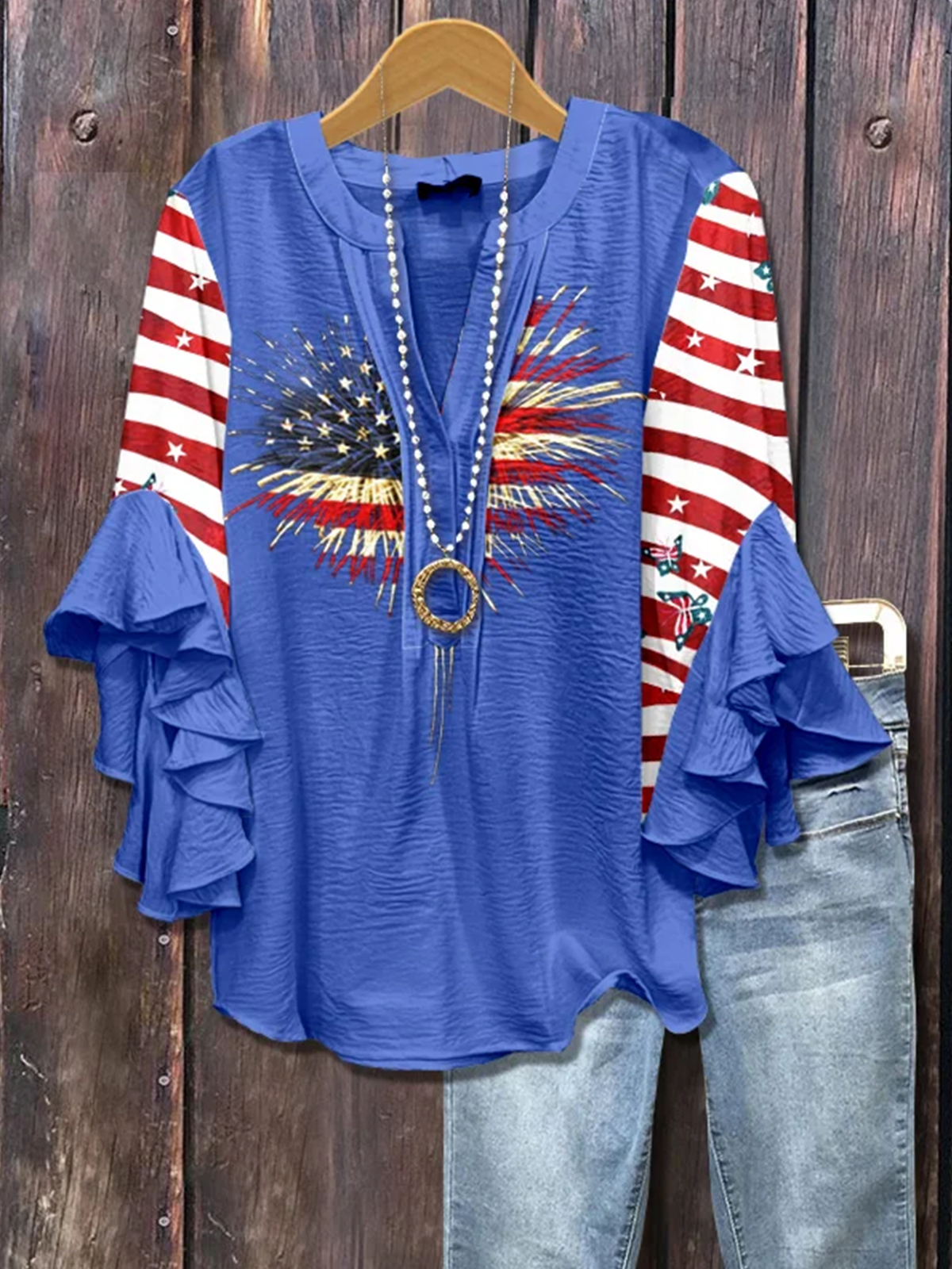 Simple V Neck Cotton Blouse