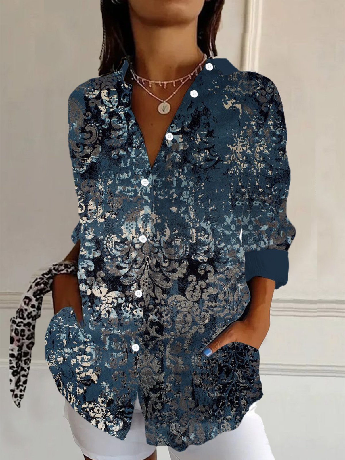 Ethnic Print Long Sleeve Shirt