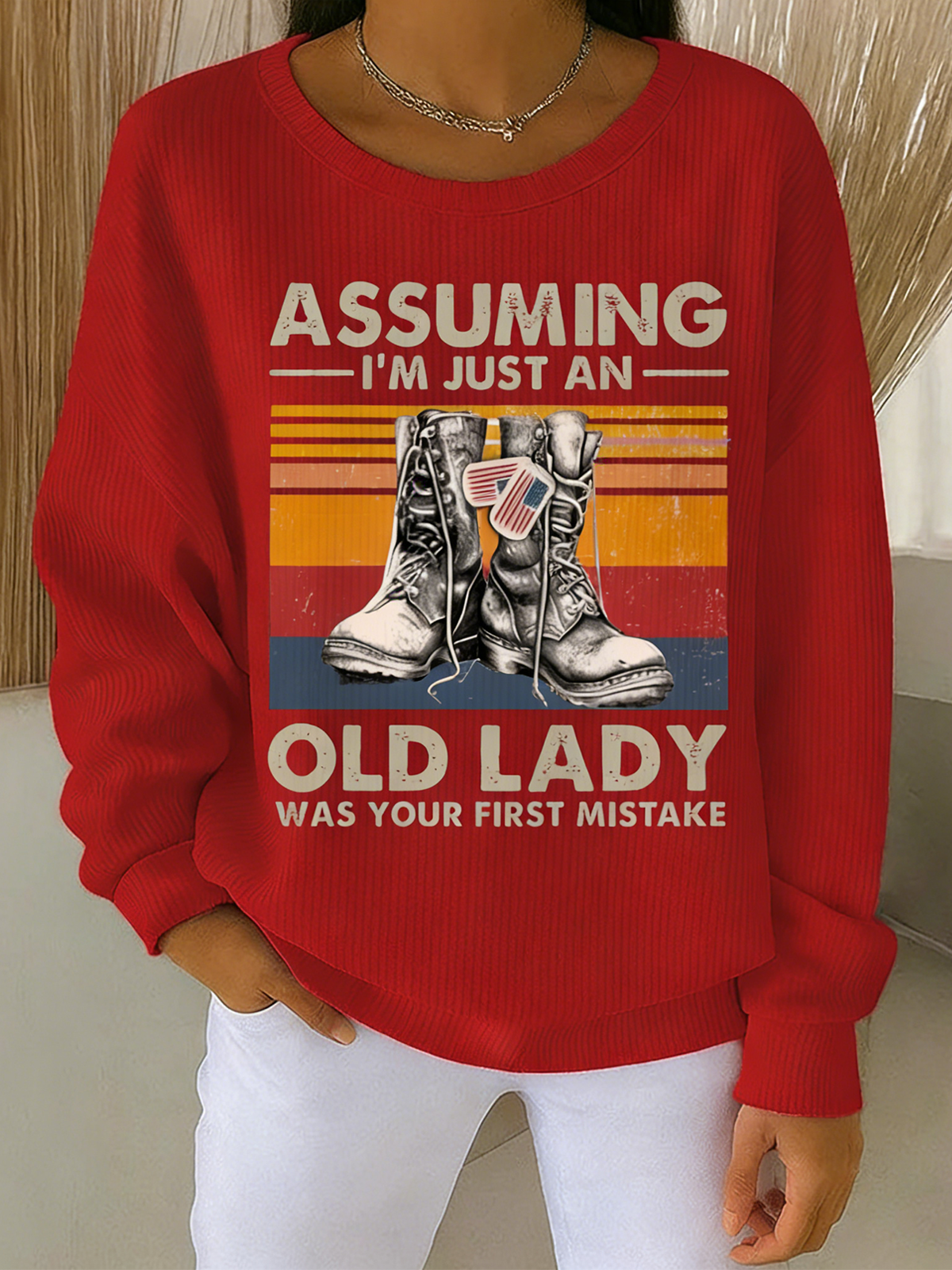 Vintage Crew Neck Loose Letter Pattern Sweatshirt