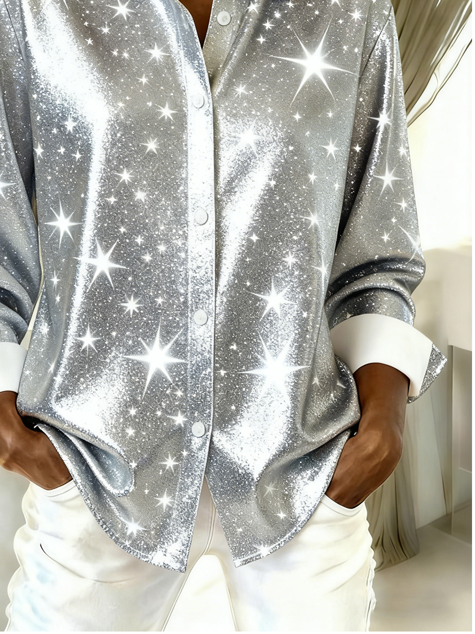 Shirt Collar Simple Loose Star Shirt