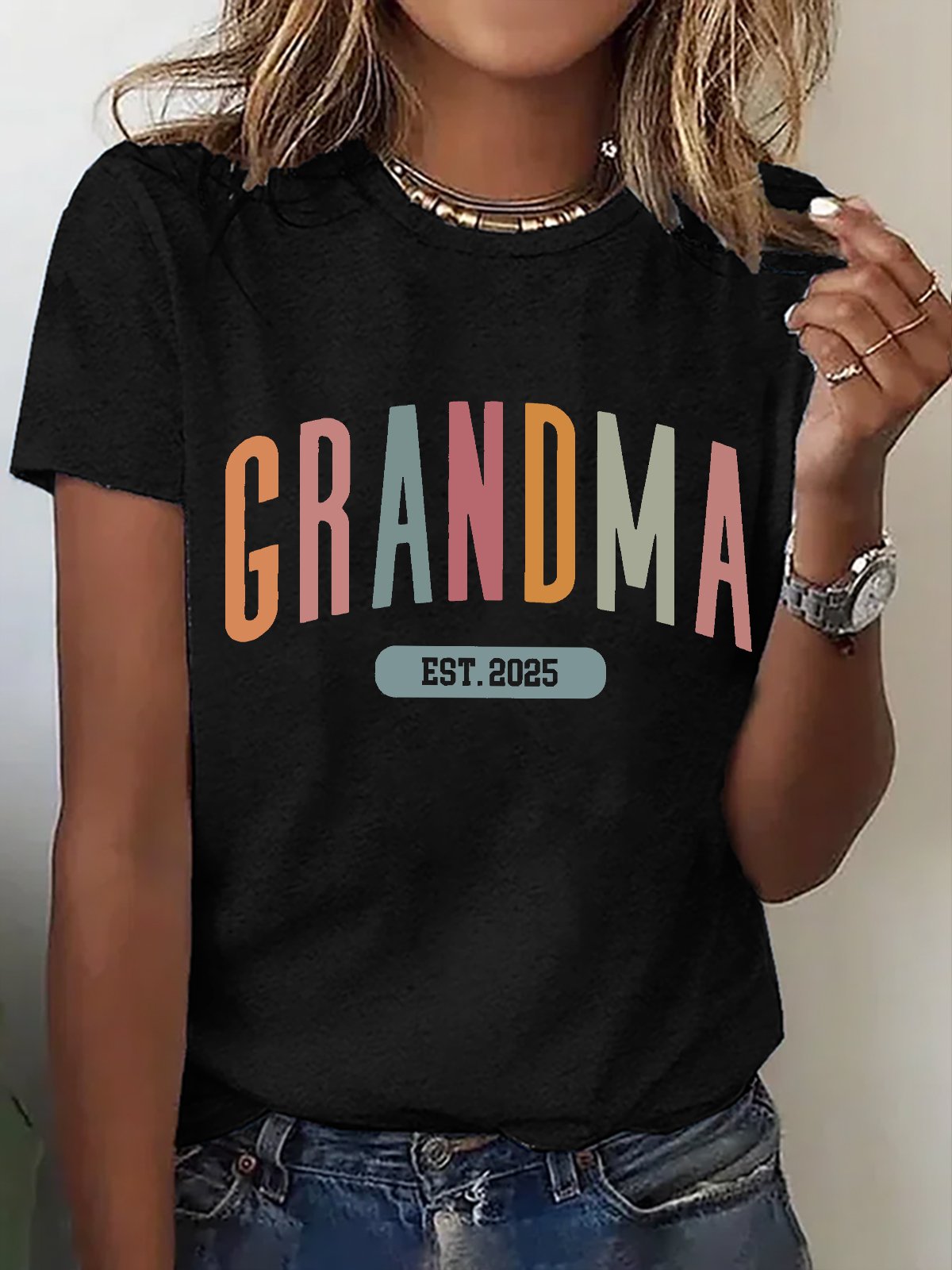 Gift For New Grandma Cotton T-shirt