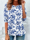 Floral Crew Neck Elegant T-Shirt