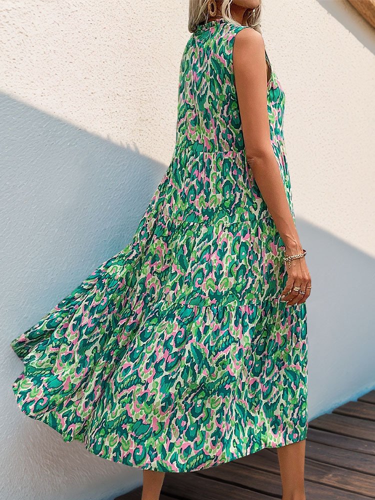 Loose Others Boho Geometric Dress With No