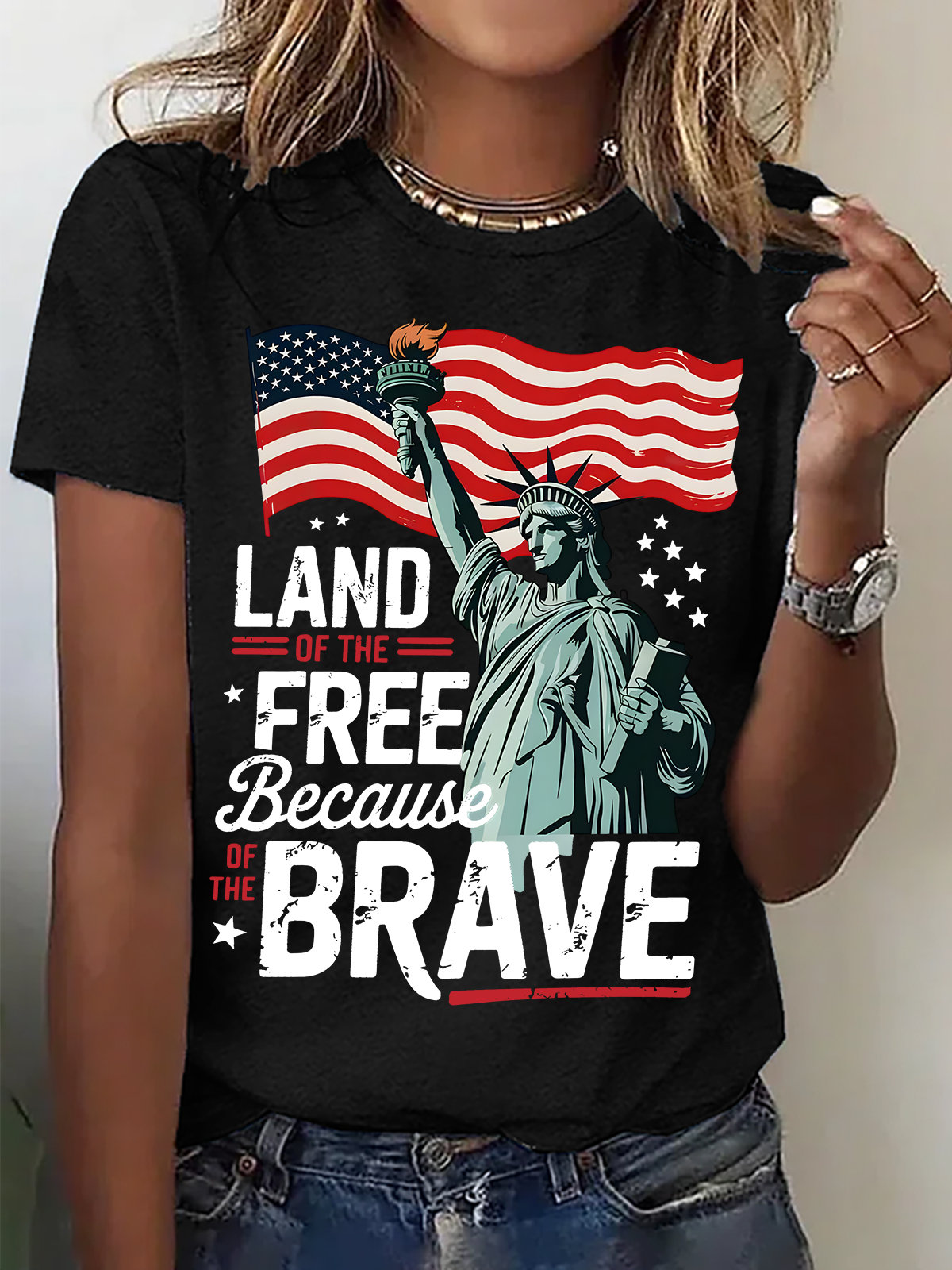 4th Of July Png Land Of The Free Because Of The Brave Cotton T-Shirt