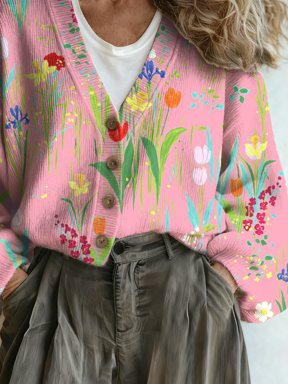 Floral Vintage V Neck Cardigan