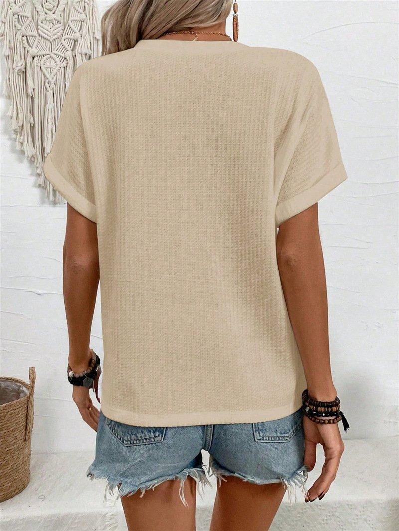 Plain Loose V Neck Elegant T-Shirt