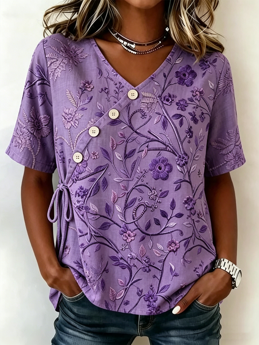 Loose Crew Neck Elegant Shirt