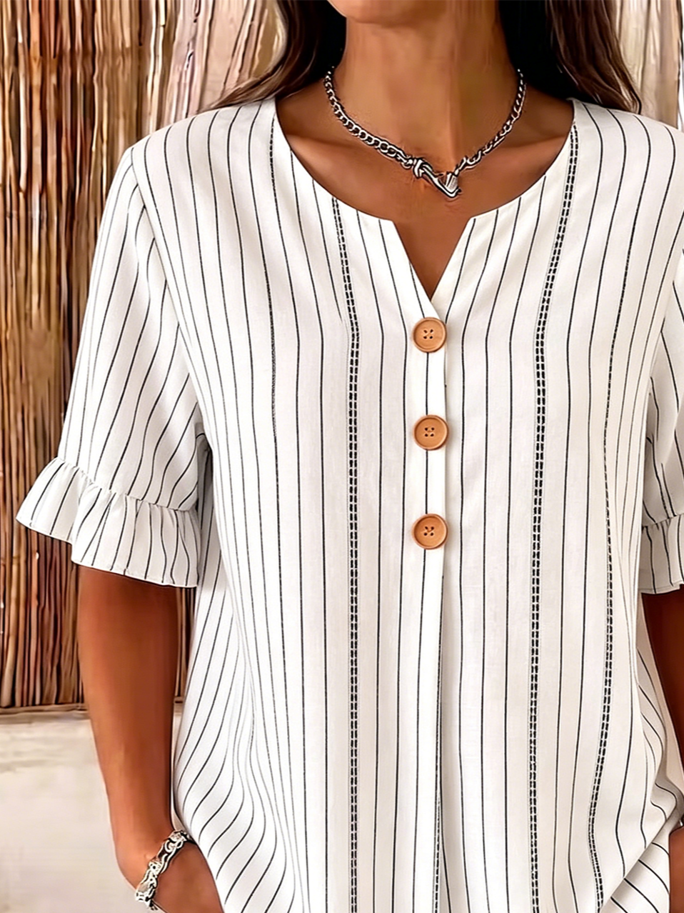 Others Striped Loose Vintage Shirt