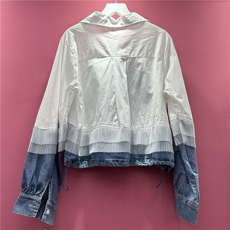 Denim Shawl Collar Loose Casual Shirt