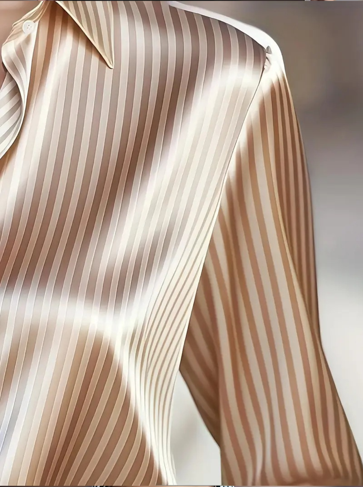 Vintage/Elegant Striped Long Sleeved Shawl Collar Shirt