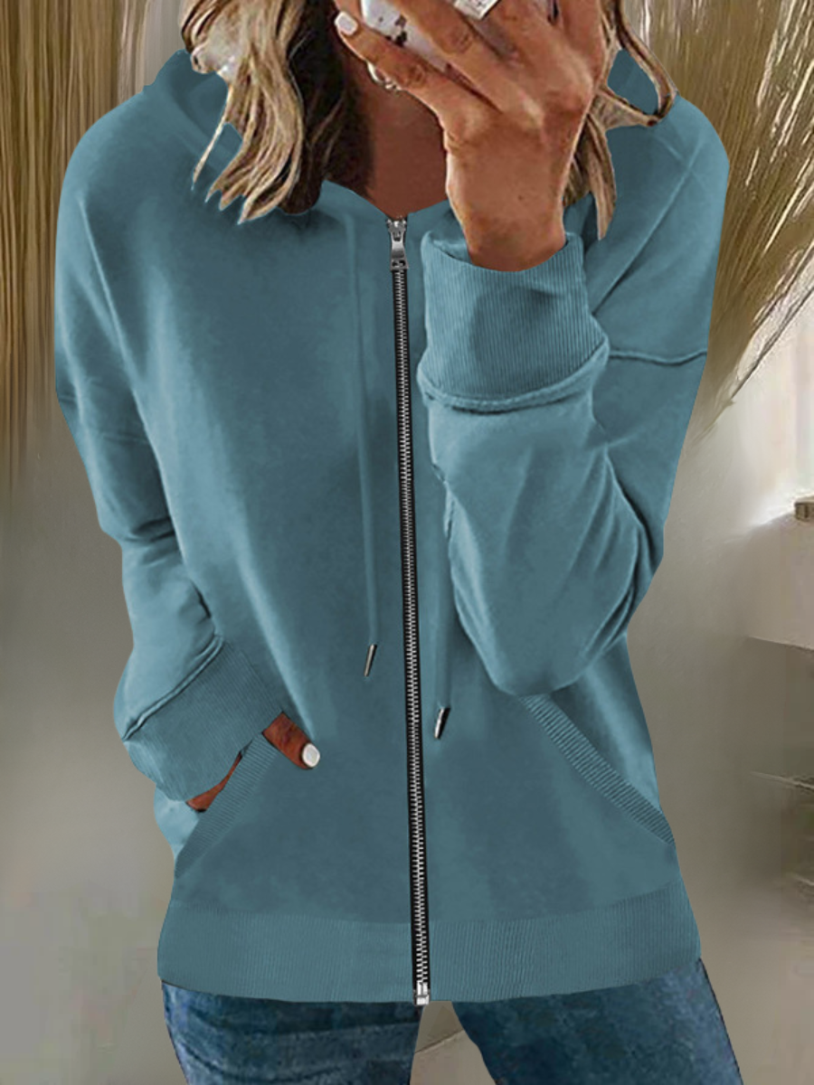 Regular Fit Plain Sports Hoodie Jacket